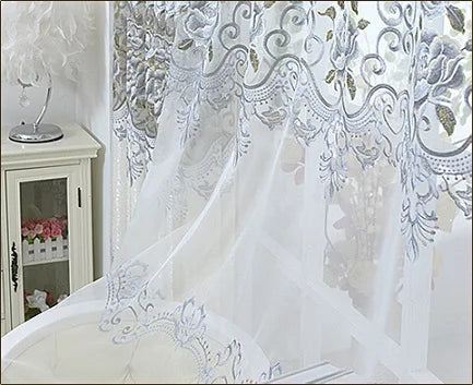 Luxury Europe Embroidered Tulle Window Curtains For living Room Bedroom Blackout Curtains Window Treatment Drapes Home Decor