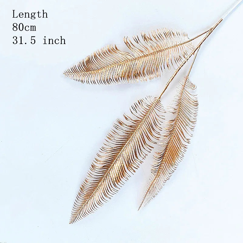 Artificial Gold Leaf Wedding Decoration Flower Fake Plants Branch Flowers Arrangement Material Christmas Home Decor Accessories