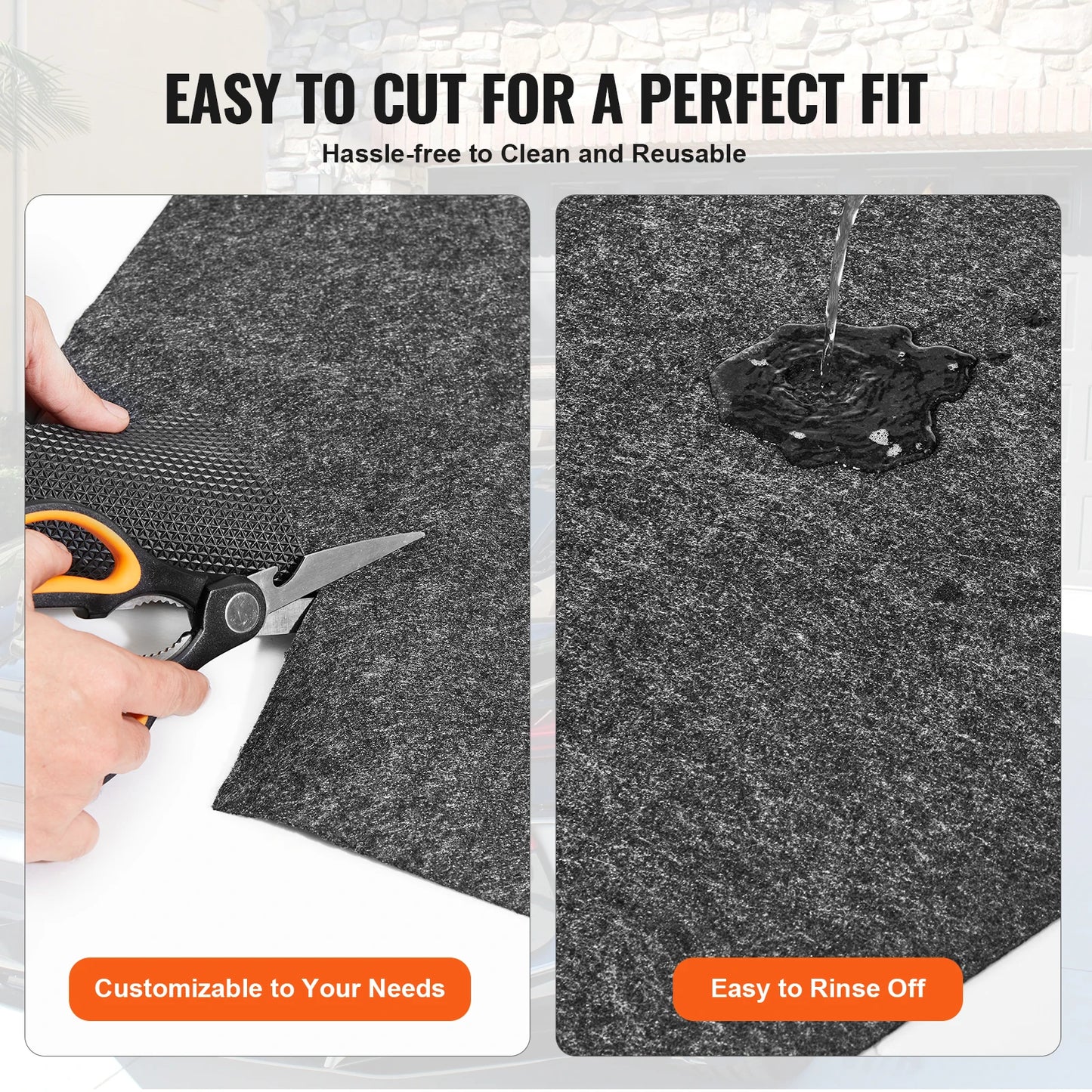 SucceBuy Waterproof Garage Floor Mat For Under Car Heavy Duty Containment Mat with Strong Grip Protects Garage Floor