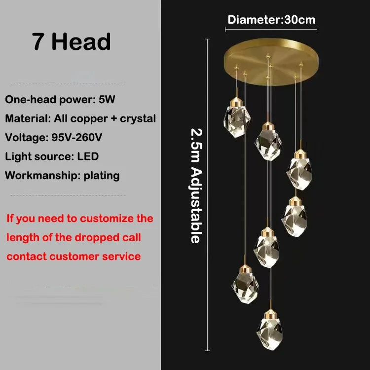 Modern Hall LED Chandeliers Luxury Villa Staircase Crystal Chandeliers Attic Hotel Lighting Fixtures Home Decor Chandeli
