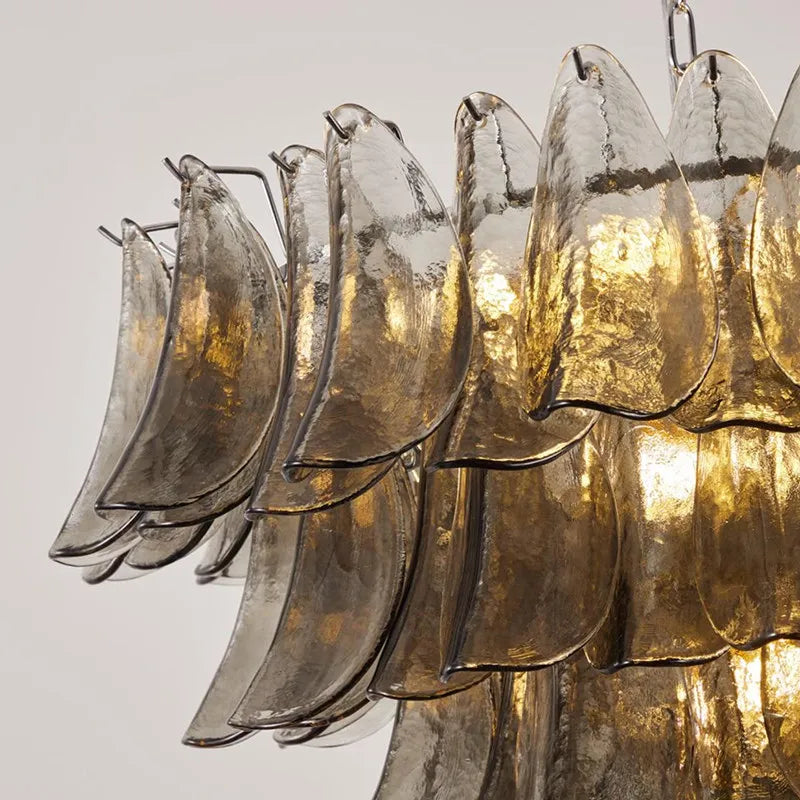 Franch Murano Gray Glass Artistic Shell Design Indoor LED Chandelier Lamps for Bedroom Living Dining Room Home Decor Lighting