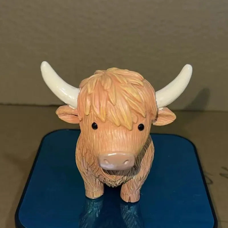 Highland Cow Statue Rustic Sculpture Table Centerpiece For Home Decor For Animal Lovers Christmas Birthday Gift