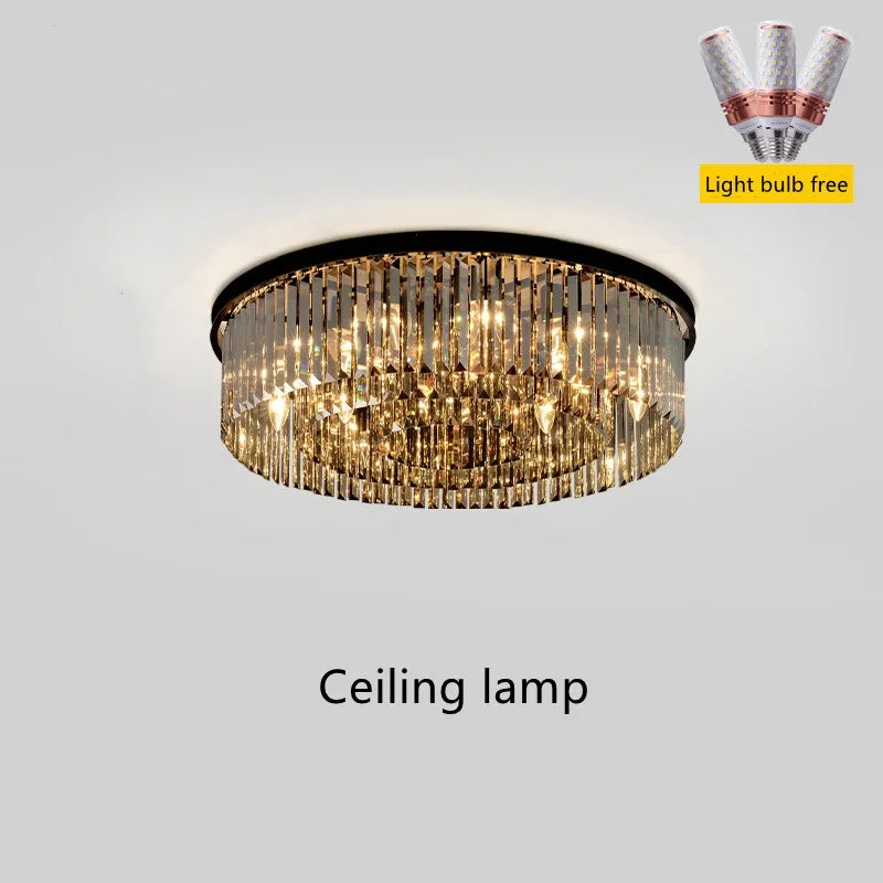 Modern Luxury Pendant Lights Crystal Gold Black Chandelier Hanging Ceiling Lamps for Living Dining Restaurant Hall Home Decor