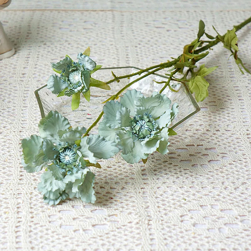 6Pcs Faux 3 Heads Wheel Feng Chrysanthemum Silk Flower for Home Decor Mariage Wedding Floral Party Table Fake Flower Arrangement