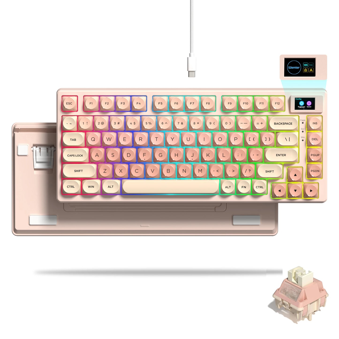 Womier S-K80 Green 75% Keyboard with Color OLED Display Mechanical Gaming Keyboard Hot Swap Keyboard Gasket Mount RGB Keyboard