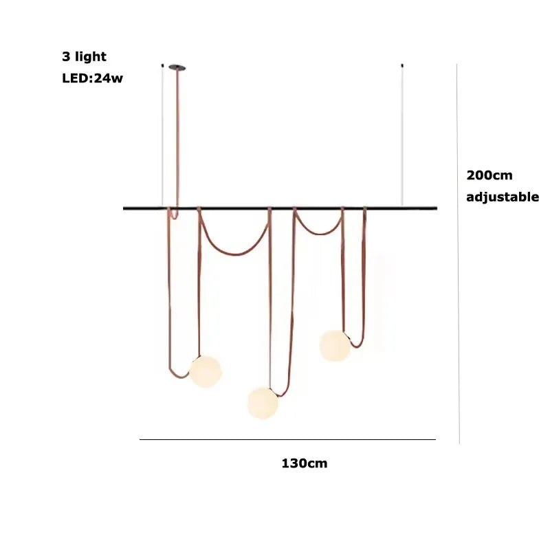 Modern Trendy Black Red Long Belt LED Chandelier Home Decor Lumunaire Indoor Lighting Lamp For Dinning Room Bar Bedroom