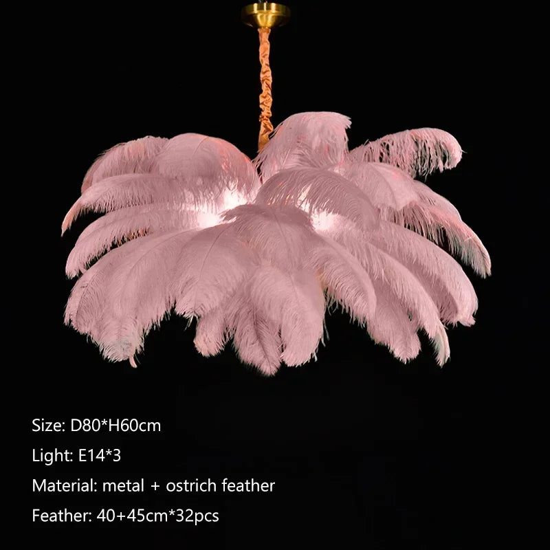 Nordic Creative Feather Chandelier Restaurant Living Room Bedroom Hotel LED Pendant Lamp Romantic Princess Home Decor Lighting
