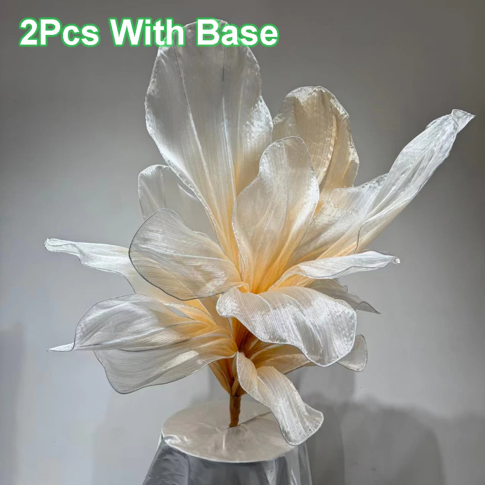 2Pcs Handmade Organza Table Flower Artistic Yarn Floral Ornament Artificial Flower for Window Display Shooting Prop Home Decor