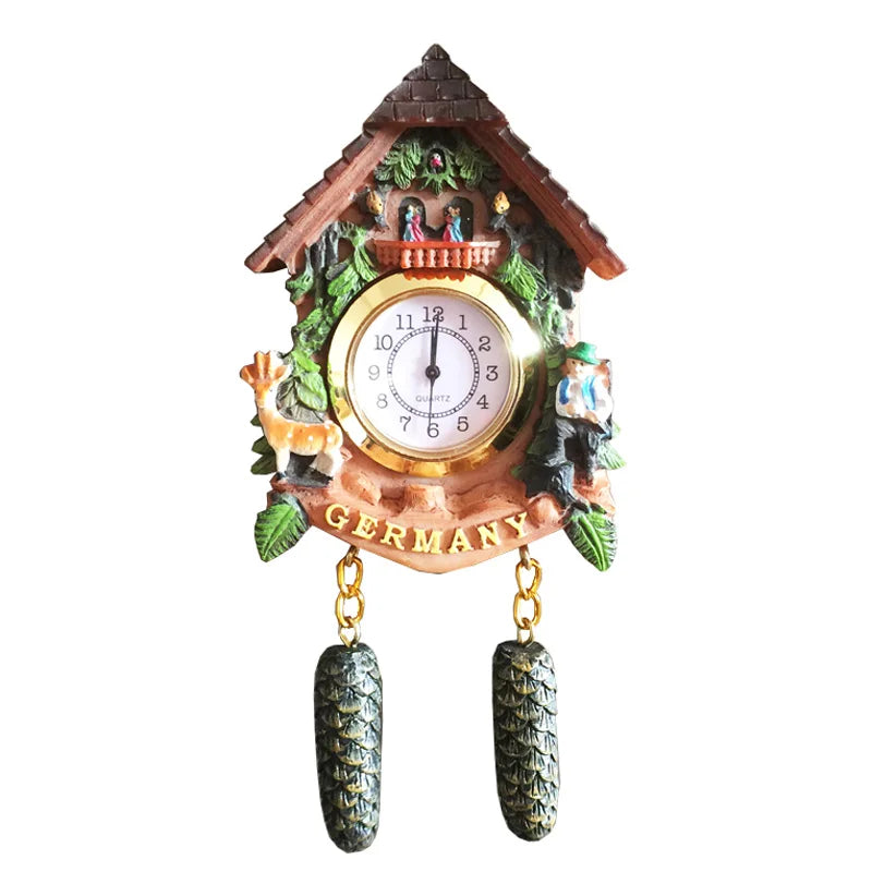 German 3D Cuckoo Clock Wooden House Pine Cone Fridge Magnet, Travel Souvenir, Home Decor, Creative Gift, Strong Magnetic