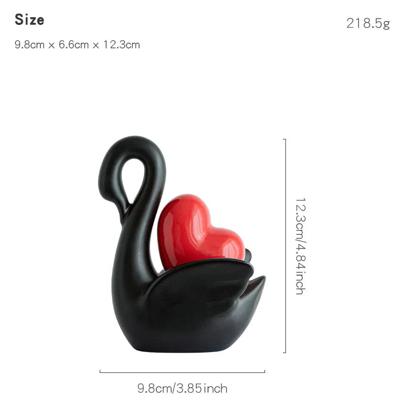 Love Couple Swan Ornament Ceramic Crafts Golden Love Sculpture White ceramic swan figurine TV cabinet Home decor accessories
