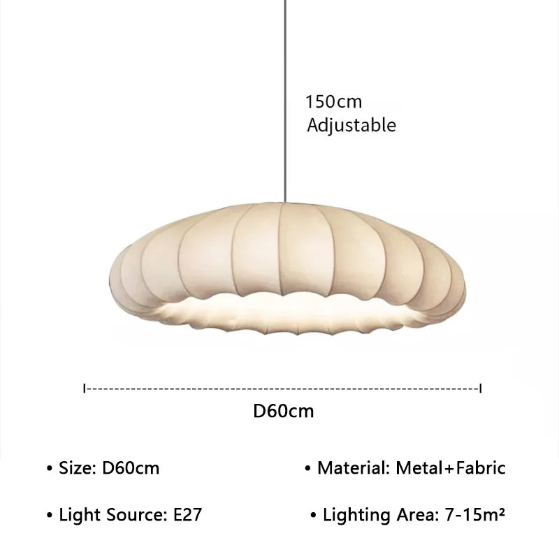Japanese Wabi Sabi Fabric E27 Pendant Light Living Dining Room Minimalism Chandelier Designer Home Decor Bedroom Hanging Lamp