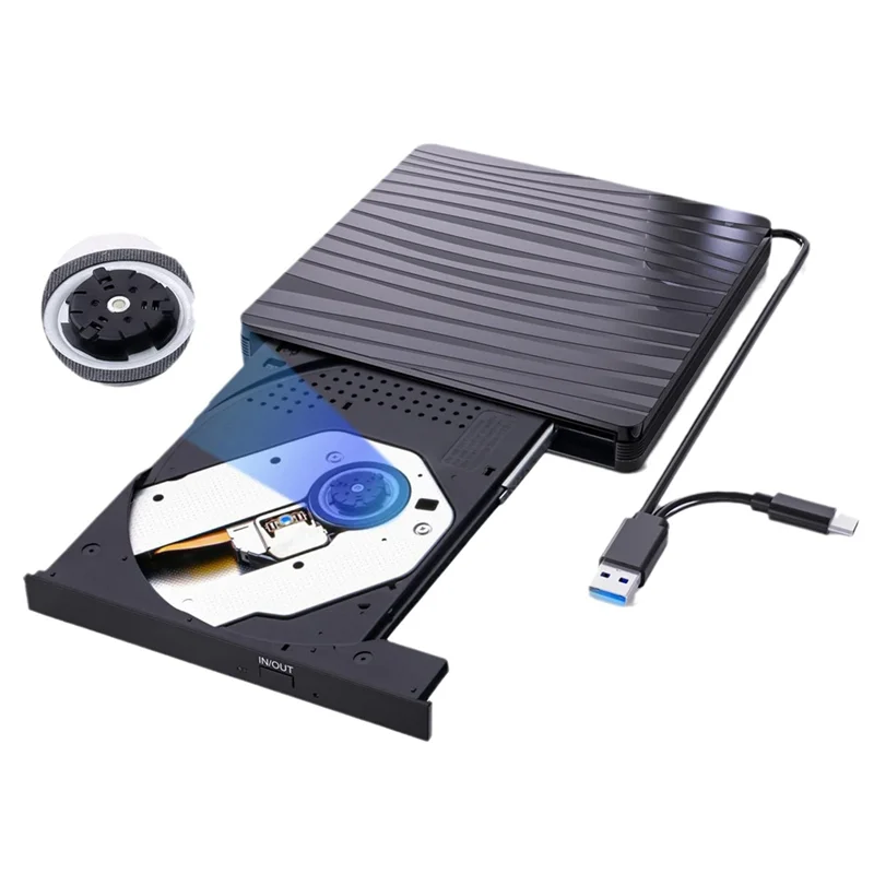 -A96Z External CD/DVD Drive For Laptop, USB 3.0 & Type-C Portable CD DVD +/-RW Burner Optical Drive Reader Writer DVD Player Dur