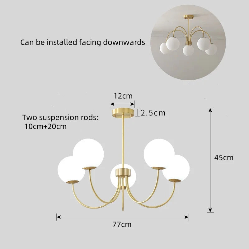 Nordic Luxury Glass Pendant Light Simple Chandelier Indoor Lighting for Living Room Bedroom Dining Room Home Decor Hanging Lamp