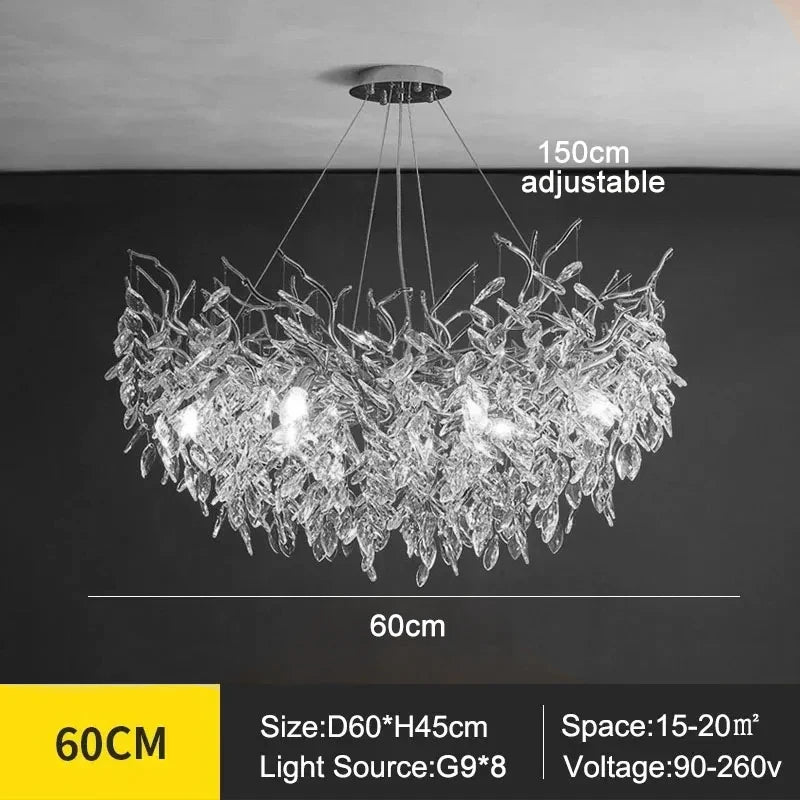 Luxury Modern Crystal Ceiling Chandelier Led Pendant Lamp Dining Living Room Bedroom Home Decor Silvery Wall Light Hanging Light