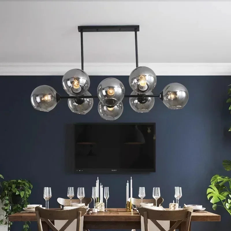 Grey Glass LED Pendant Lights For Living Room Chandeliers Island Bedroom Chandelier Home Decor Hanging Fixture