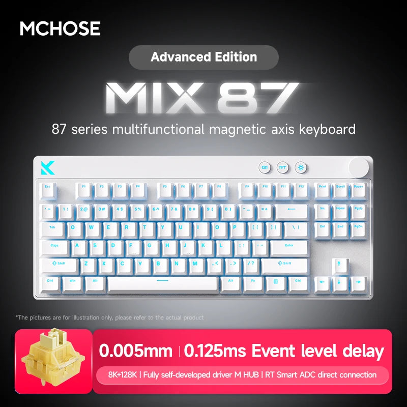 MCHOSE MIX87 Magnetic Axis Keyboard Wired Gaming Keyboard RGB 8K+256K E-sport 0.08ms Low Latency 0.001mmRT Customized Keyboard