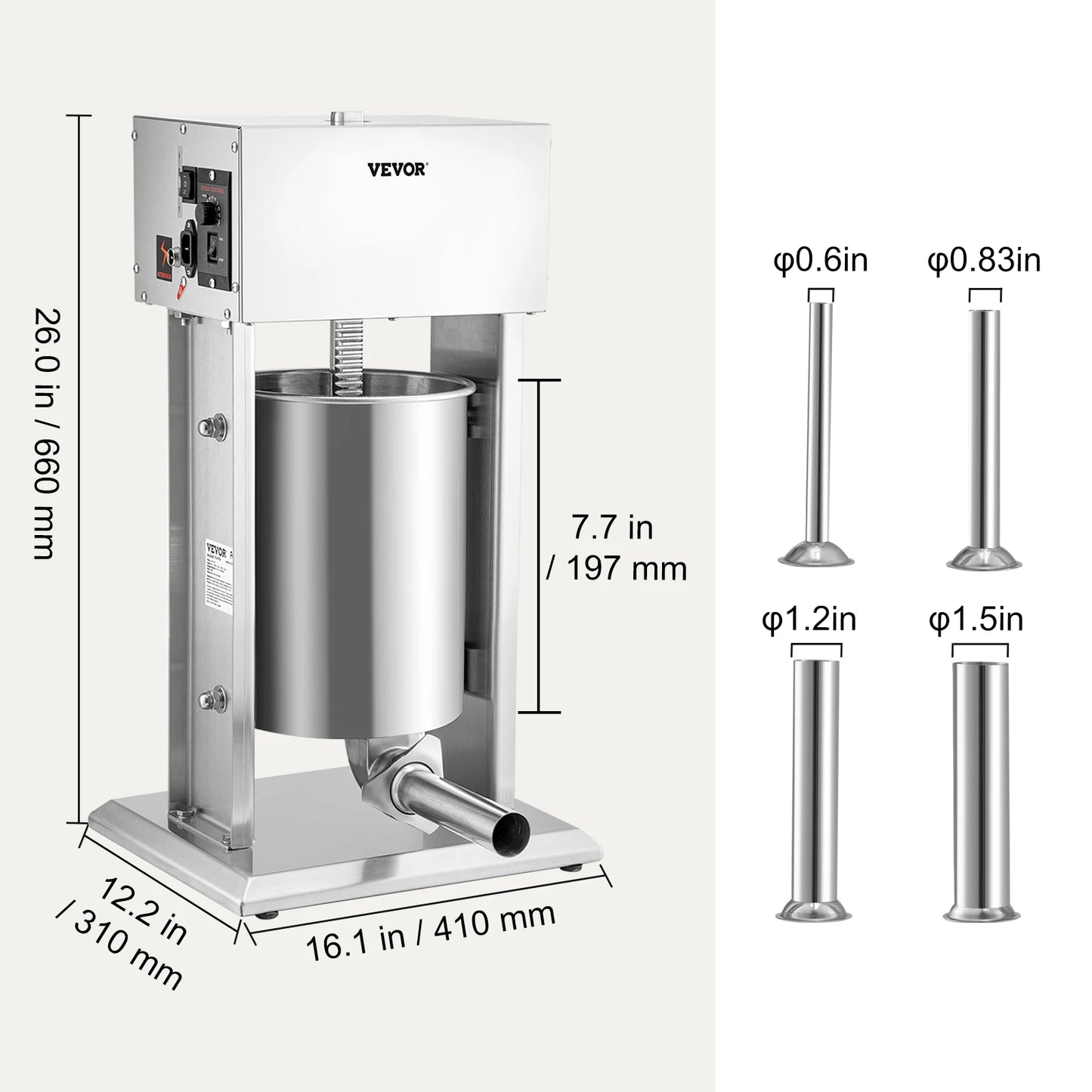 SucceBuy 10L/15L Electric Sausage Stuffer Stainless Steel Making Sausage Machine Commercial Grade with 4 Filling Funnel for Home