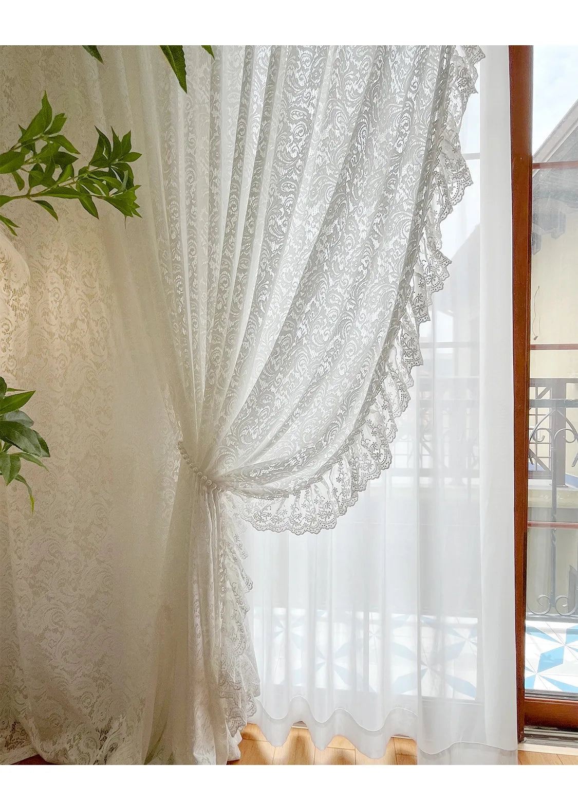 French Retro Style High-end Luxury Romantic Jacquard Chenille Lace Blackout Curtain Bedroom Door Screen Shutter Home Decor