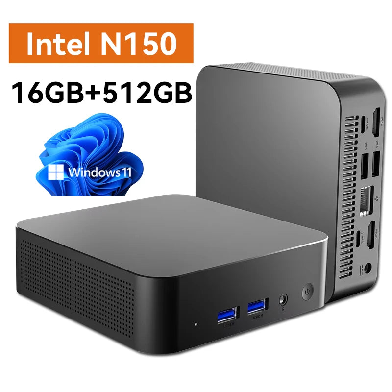 2026 Mini PC Intel N150 Portable Computer Gaming PC 16GB 32GB RAM 1TB 2TB SSD Windows 11 Pro Office Study Wifi 6 BT5.2 Gamer PC