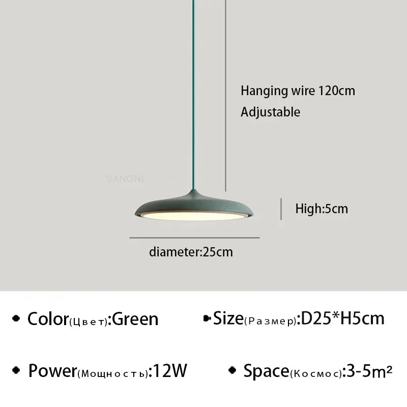 Modern Macaron UFO Led Pendant Lamp Restaurant Kitchen Hotel Table Living Room Round Indoor Chandelier Home Decor Hanging Lamp