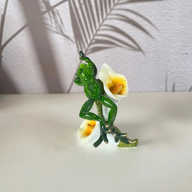 Office Desktop Creative Quirky Lonely Frog Single Birthday Gift Yoga Frog Ornament Home Decor Enchanting Slender Legs Statues