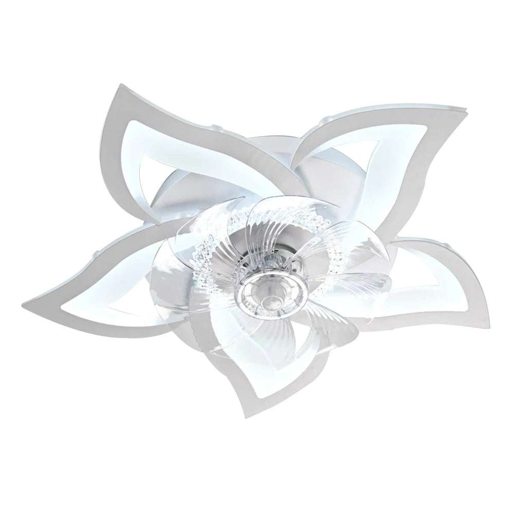Modern Led Ceiling Fans with Flower Shape Lights Strong Wind with Dimmable Lamp for Bedroom Living Dining Room Home Decor Fan