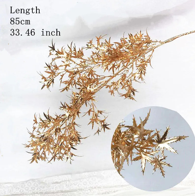 Artificial Gold Leaf Wedding Decoration Flower Fake Plants Branch Flowers Arrangement Material Christmas Home Decor Accessories