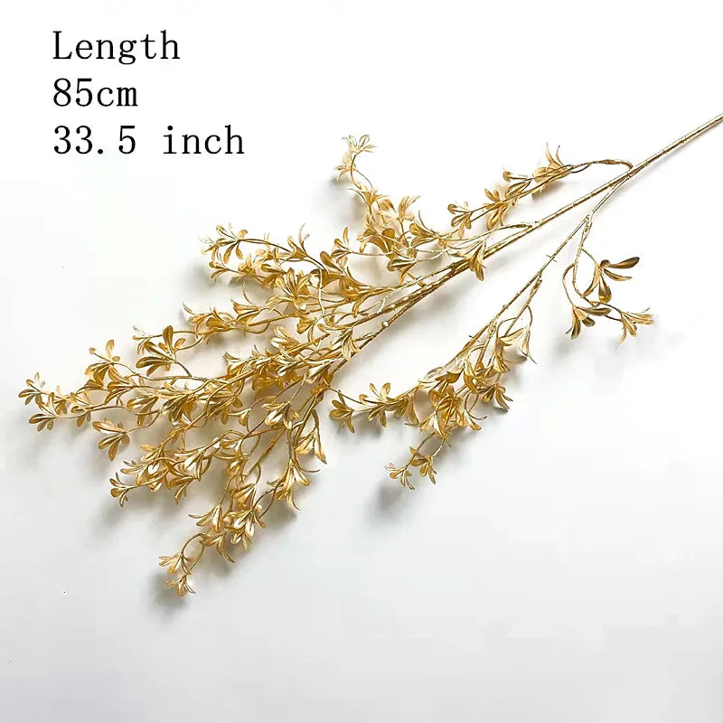 Artificial Gold Leaf Wedding Decoration Flower Fake Plants Branch Flowers Arrangement Material Christmas Home Decor Accessories