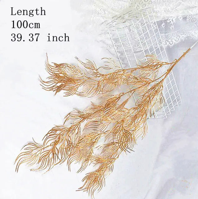 Artificial Gold Leaf Wedding Decoration Flower Fake Plants Branch Flowers Arrangement Material Christmas Home Decor Accessories