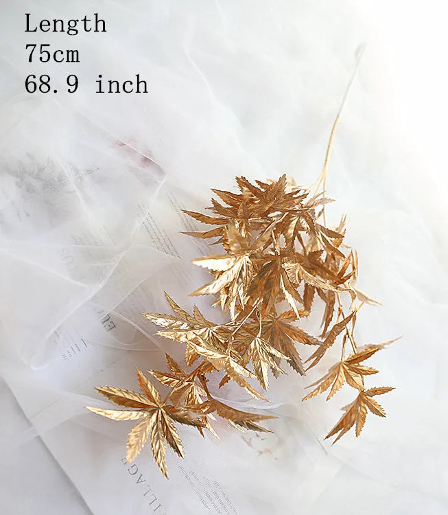 Artificial Gold Leaf Wedding Decoration Flower Fake Plants Branch Flowers Arrangement Material Christmas Home Decor Accessories