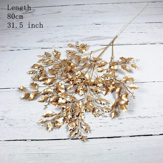 Artificial Gold Leaf Wedding Decoration Flower Fake Plants Branch Flowers Arrangement Material Christmas Home Decor Accessories