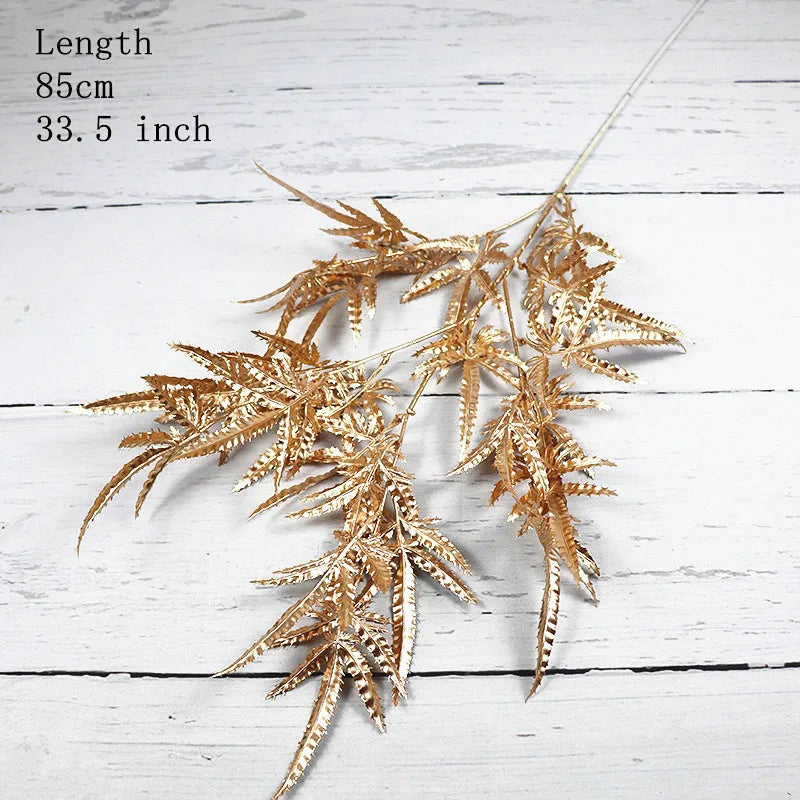 Artificial Gold Leaf Wedding Decoration Flower Fake Plants Branch Flowers Arrangement Material Christmas Home Decor Accessories