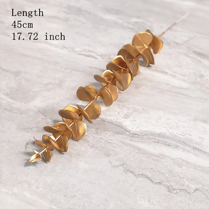 Artificial Gold Leaf Wedding Decoration Flower Fake Plants Branch Flowers Arrangement Material Christmas Home Decor Accessories