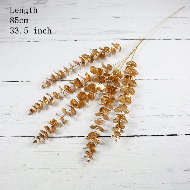 Artificial Gold Leaf Wedding Decoration Flower Fake Plants Branch Flowers Arrangement Material Christmas Home Decor Accessories