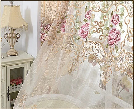 Luxury Europe Embroidered Tulle Window Curtains For living Room Bedroom Blackout Curtains Window Treatment Drapes Home Decor