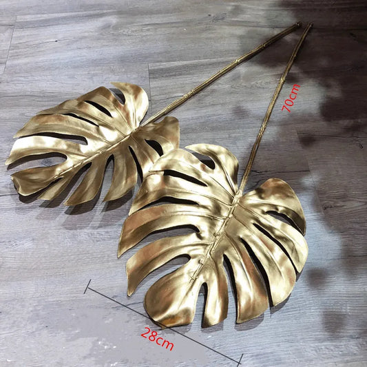 Artificial Gold Leaf Wedding Decoration Flower Fake Plants Branch Flowers Arrangement Material Christmas Home Decor Accessories