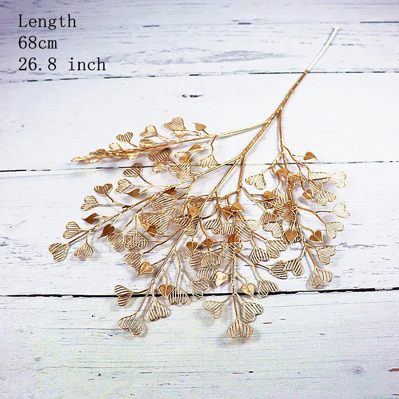 Artificial Gold Leaf Wedding Decoration Flower Fake Plants Branch Flowers Arrangement Material Christmas Home Decor Accessories