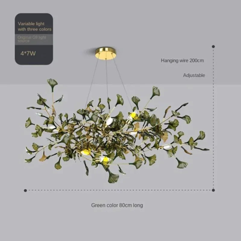 Luxury Gingko Leaf Chandelier - Modern Glass Branch Pendant Lamp for Villa Living Room, Staircase & Duplex Home Decor