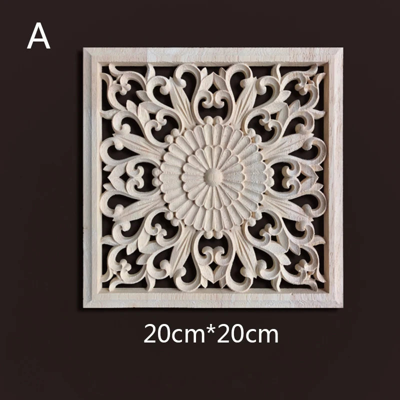 Wood Carving Onlays Appliques Decoration for Home Wood Decals for Furniture Wood Flower Crafting Wood Floral Home Decor Items