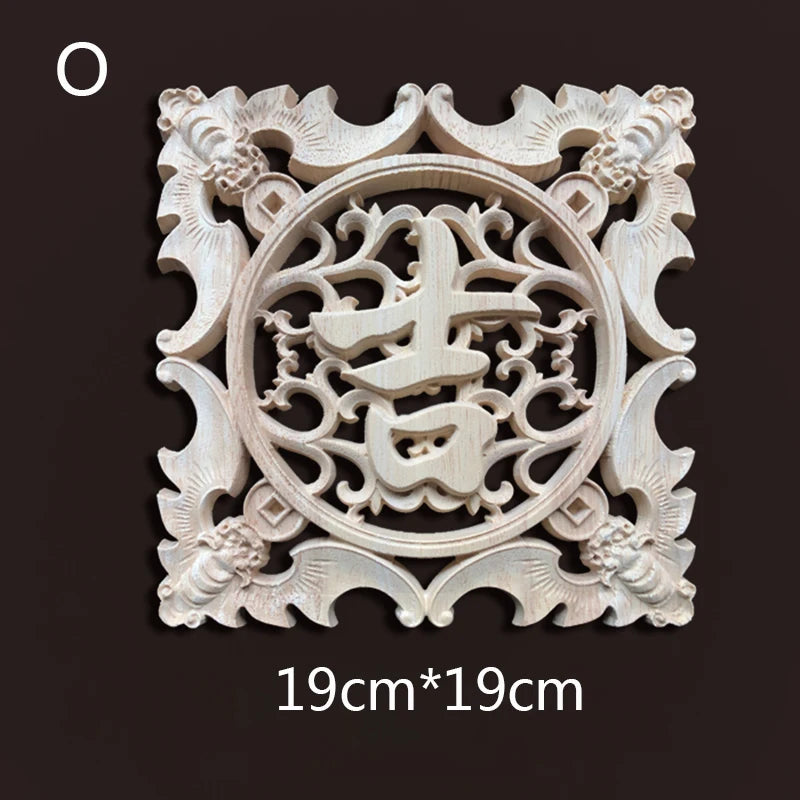 Wood Carving Onlays Appliques Decoration for Home Wood Decals for Furniture Wood Flower Crafting Wood Floral Home Decor Items