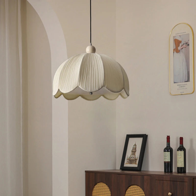 Japanese Wabi Sabi White Fabric E27 Pendant Light Living Dining Room Chandelier Lighting Home Decor Bedroom Lustre Hanging Lamps