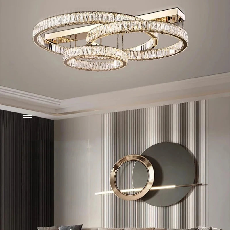Restaurant Luxury Crystal LED Ceiling Hanging Lamp High-end Living Room Villa Lobby Pendant Light Home Decor Lamp Factory Outlet