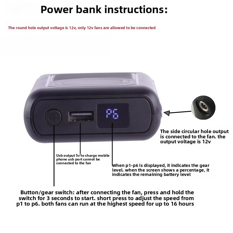 50000MAH Large Capacity Powerbank For Air Conditioner Work Clothes Power Bank 12V Output Fan Clothes Lithium Battery Accessories