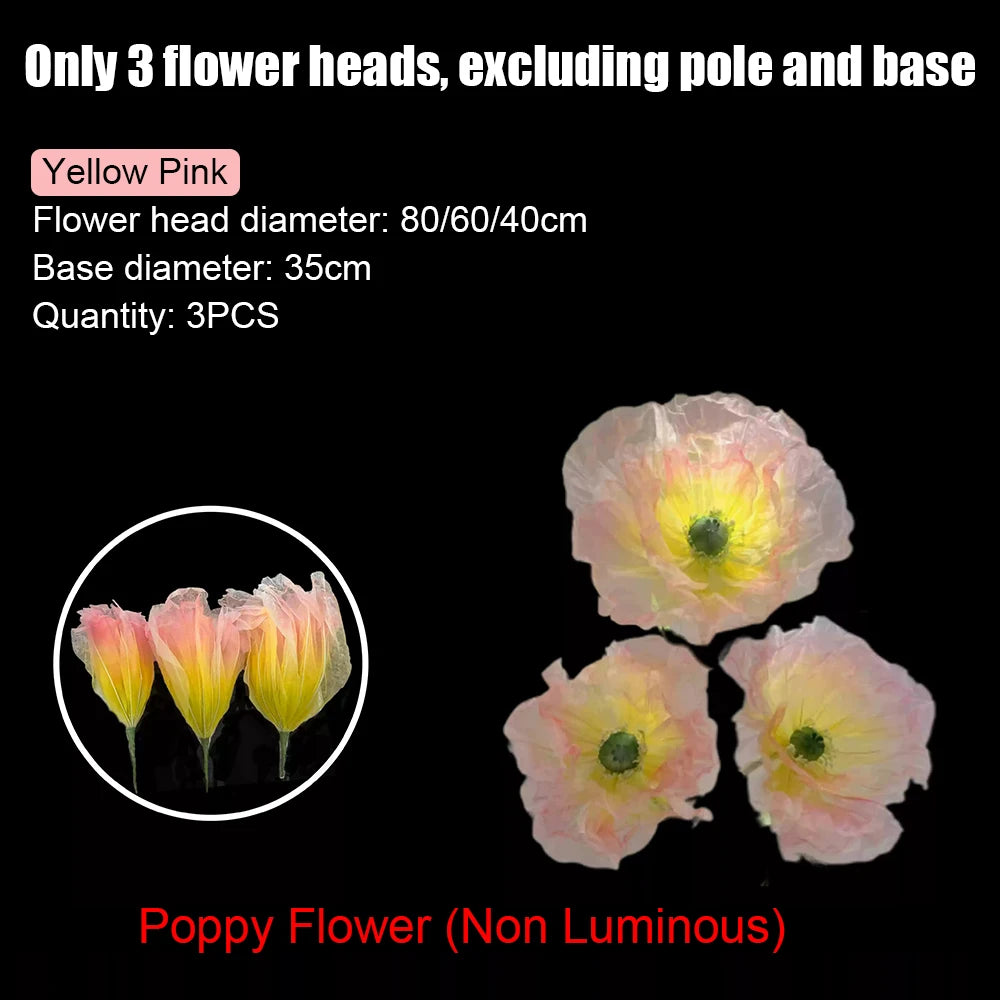 180cm Luminous Poppy Flowers Artificial Flowers Wedding Decor Props Silk Yarn Flower Window Display Garden Decoration Home Decor