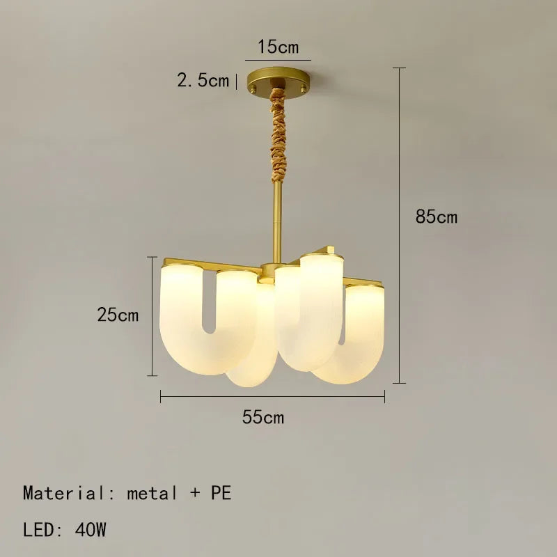 Creative New U-shaped Acrylic LED Pendant Lamp Living Room Restaurant Kitchen Bedroom Hotel Chandelier Home Decor Metal Lighting
