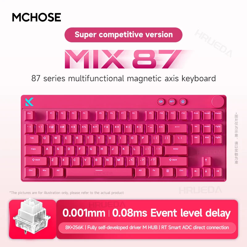 MCHOSE MIX87 Magnetic Axis Keyboard Wired Gaming Keyboard RGB 8K+256K E-sport 0.08ms Low Latency 0.001mmRT Customized Keyboard