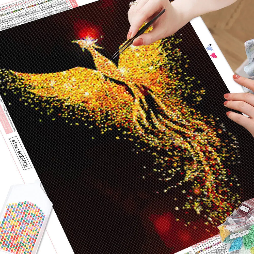 HUACAN 5D Phoenix Diamond Embroidery Animal Full Square Round Painting Bird Mosaic Rhinestone Pictures Home Decor