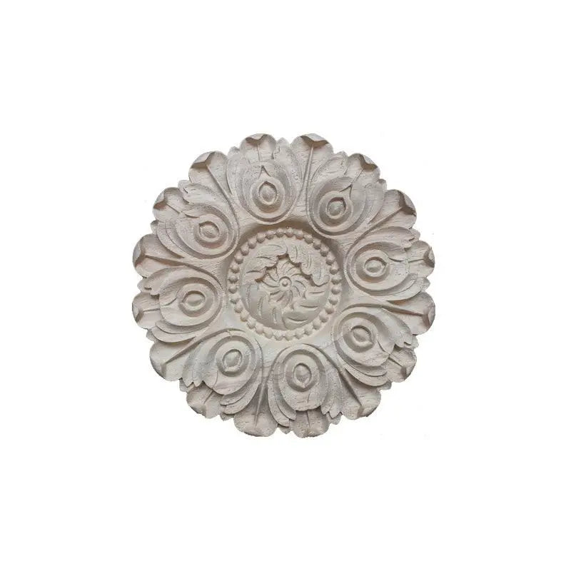 Wood Carving Onlay Applique Figurines Decor Living Room Furniture Decoration Unique Natural Floral Wood Carved Decal Home Decor
