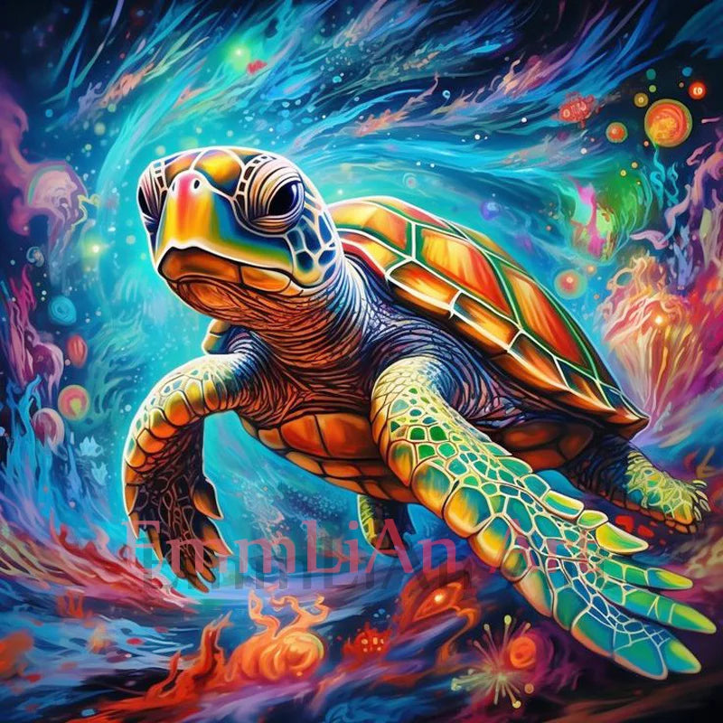 2024 NEW Full Crystal Diamond Painting Dolphin Cross Stitch Kit Turtle Fairy Dust Diamond Mosaic Animal Rhinestones Home Decor