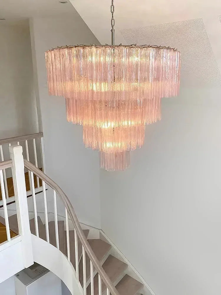 Luxury Italian Crystal Strips Murano Chandelier Customizable Ceiling Pendant Light for Villa Living Room High-End Home Decor